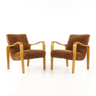 Thonet Mid Century Bentwood Lounge Chairs - Pair - mcm 