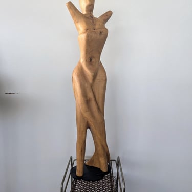 Nude Female Torso Wood Sculpture 