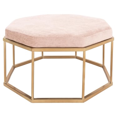 Mid-Century Style Upholstered Octagonal Ottoman