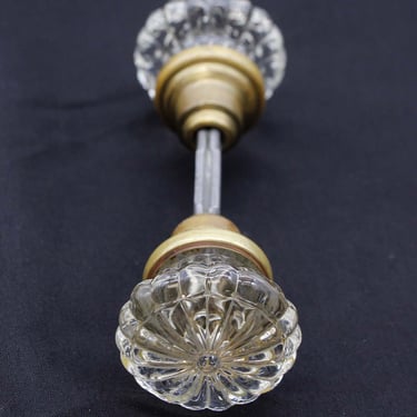 Pair of Antique Daisy Dot Clear Glass Doorknobs