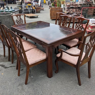 Vintage Solid Wood Dinning Table with Eight Chairs