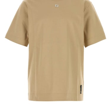 Fendi Men Camel Cotton T-Shirt