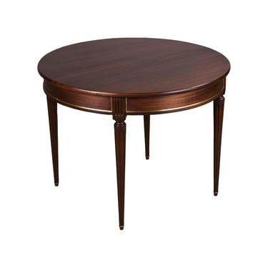 French Louis XVI Style Round Mahogany Extendable Dining Table 