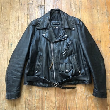 1970s Steer Brand Heavy Leather Biker Jacket Medium Large 