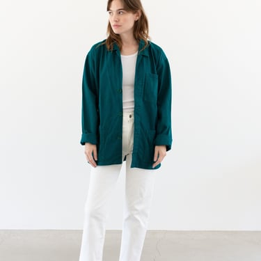 Vintage Emerald Green Chore Jacket | Unisex Cotton Utility Work | Made in Italy | L | IT427 