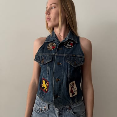 70s Puerto Rico Patched Denim Biker Vest