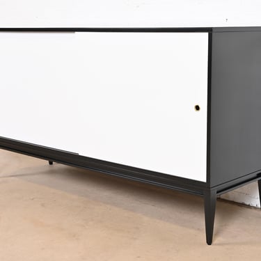 Paul McCobb Planner Group Black and White Lacquered Sideboard Credenza, Newly Refinished