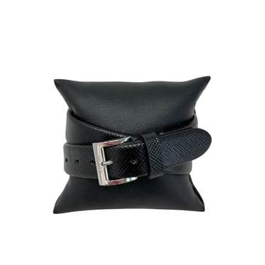 Prada Black Leather Bracelet Belt Buckle