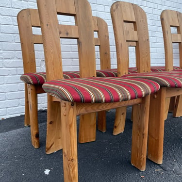 Danish Modern Oak Brutalist Dining Chairs 