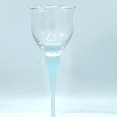 Vintage 1988 Mikasa Aqua Sea Mist Crystal Wine Glass with Aqua Blue Frosted Stem 