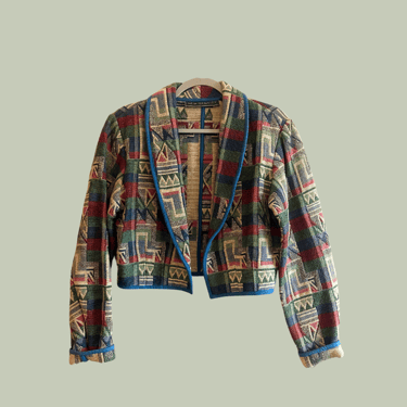 cropped western tapestry jacket