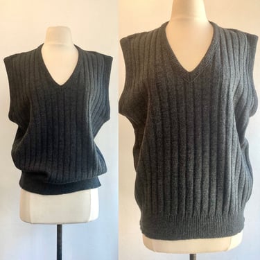 Vintage 80s LONDON FOG Ribbed SweaterVest / L 