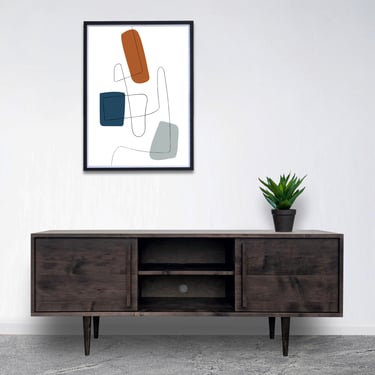 Kasse Media Console - 60" - Solid Maple - Grey Finish - 8" Legs - In Stock! 