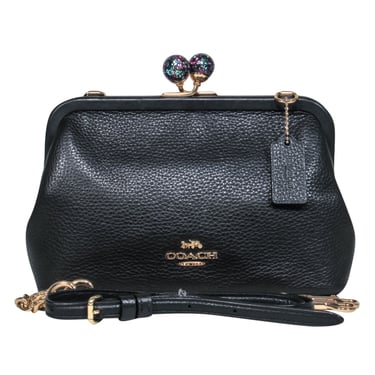 Coach - Black Coin Purse-Style Crossbody Bag w/ Glitter Snap