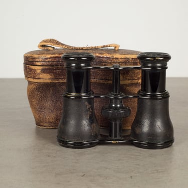 19th c. Leather Wrapped Opera Binoculars and Case c.1880