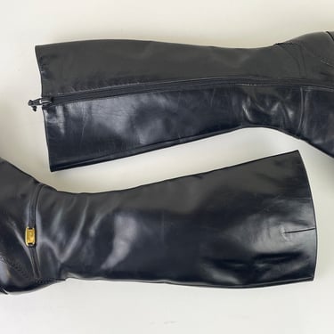 Vintage 70s Chic Ferragamo Black Leather Boots/ 1970s Saks Fifth Avenue Wingtip Boots 5 1/2 