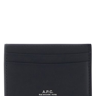 A.P.C. Men Navy Blue Leather Card Holder