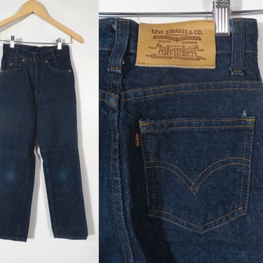 Vintage Kids Levis Dark Wash All Cotton Straight Leg Jeans Size 12 Slim 