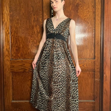 70s Vanity Fair leopard print maxi slip dress 