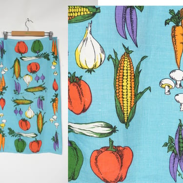 Vintage Vegetable Print Tea Towel 