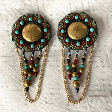 1980s Ethnic Boho Earrings 