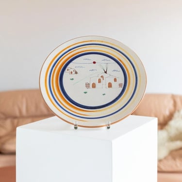 Hand-painted ceramic wall plate - Italy 1980s - Studio Ceramics - Mid Century Deco - Vinateg country house collection plate - Fruit bowl 