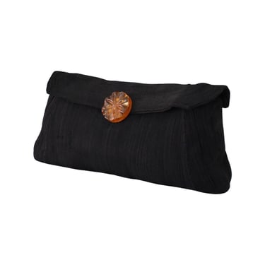 1940s Black Corde Envelope Clutch - 1940s Black Corde Handbag - 1940s Black Clutch Purse - Vintage Black Handbag - 1940s Black Handbag 