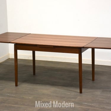 Danish Modern Teak Draw Leaf Dining Table 