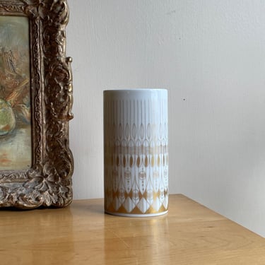 Vintage Rosenthal Studio Line Bud Vase Porcelain Gold Trim Hans Theo Baumann 