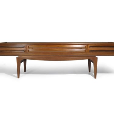 Rare Scandinavian Low Teak Sideboard Media Credenza on Sculptural Legs