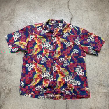 Vintage 1990s Polo Ralph Lauren ‘Caldwell’ Short Sleeve Loop Collar Hawaiian Floral Shirt Men’s XL 