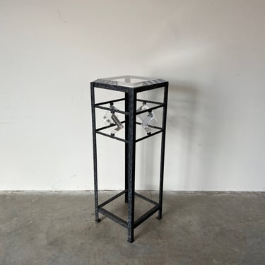 80's Postmodern Metal and Lucite Pedestal 