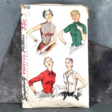 1950s Simplicity #4461 Blouse Pattern | Size 14/Bust 32