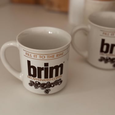 Vintage White & Brown Brim Decaffeinated  Coffee Mugs | SOLD INDIVIDUALLY 