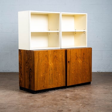 Mid Century Danish Modern Book Shelf Hutch Cabinet Rosewood White Display Mcm VG