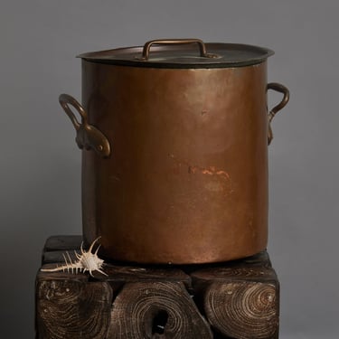 Large 2 Handled French Copper Sauce Stock Pot with Lid