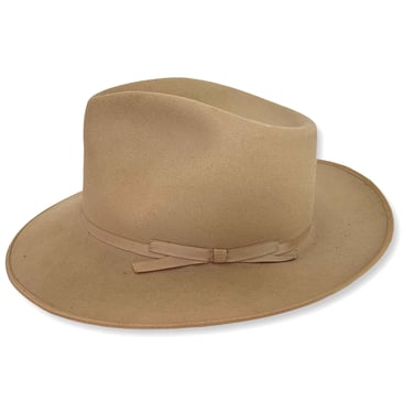 Vintage 1950s THOROUGHBRED DELUXE Western Fedora ~ size 6 7/8 to 7 ~ Cowboy Hat ~ Open Road Clone ~ Thin Ribbon ~ 