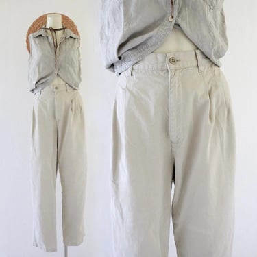 high waist chinos - 328- vintage 90s y2k beige light brown womens pleat front trousers pants 