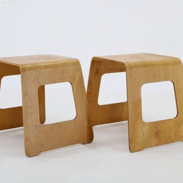 1990s Lisa Norinder Pair of Wooden Stools for Ikea, Sweden 