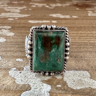 M&R CALLADITTO Handmade Men's Ring Sterling Silver w/ Turquoise Stone Green | Native American Navajo Jewelry Southwestern | Various Sizes 