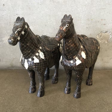 Pair of Tang Inlaid Asian Horses