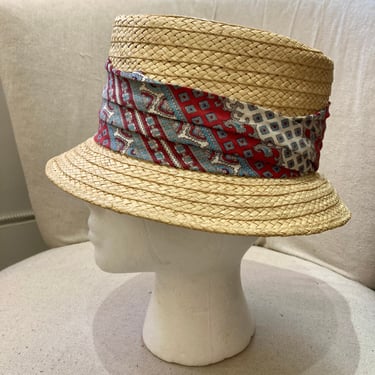 Cool 60's BERMUDA Brand Woven Hat / Tie Print Hatband / Carlton Club / 7 