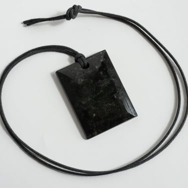 Black Spinel Rectangle on Waxed Cotton Cord