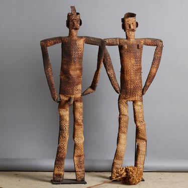 A Pair of Extra Large Ceremonial Scarecrows from the Island of Flores