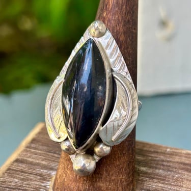 Sterling Silver Onyx Ring Taxco 925 Mexico Retro Jewelry 