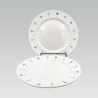 Metlox Vernon Ware True Blue Dinner Plates (2) | Vintage California Pottery Mid Century Modern Dinnerware 