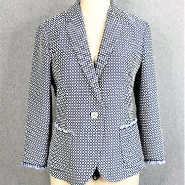 BLUE  Les Copains -Preppy  Summer Blazer - Royal Blue/White  Weave - Marked size 42 EU / US 10 