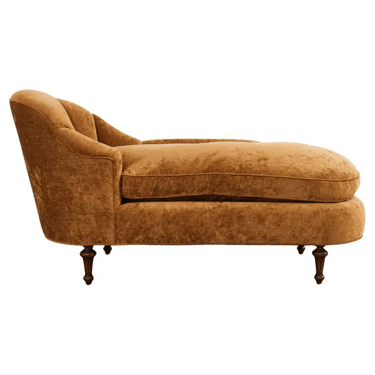 English Victorian Style Channel Back Velvet Chaise Lounge