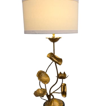 Italian gilt lotus leaf lamp