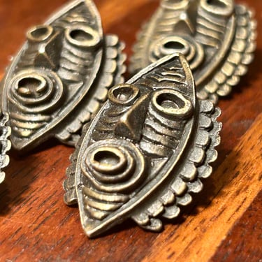 Tribal Buttons  Ethnic Mask Vintage Retro Accessories Setr Of 4 